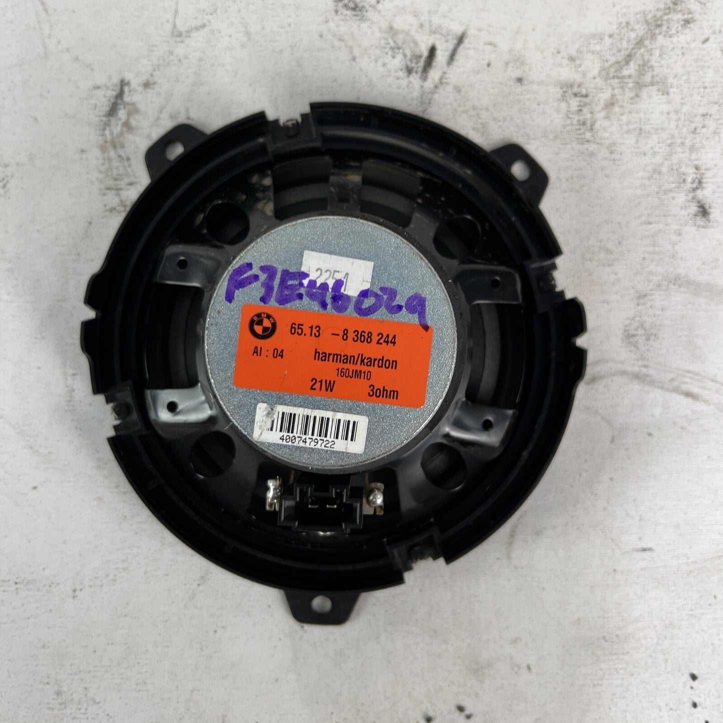 1999-2005 BMW 3-SERIES E46 FRONT LT RH DOOR SPEAKER HARMAN KARDON BLACK OEM #28