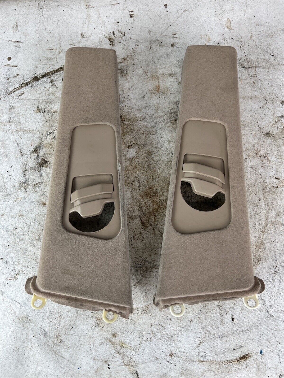 2000-2001 BMW E46 3-Series Coupe Interior B- Pillar Column Upper Covers TAN OEM