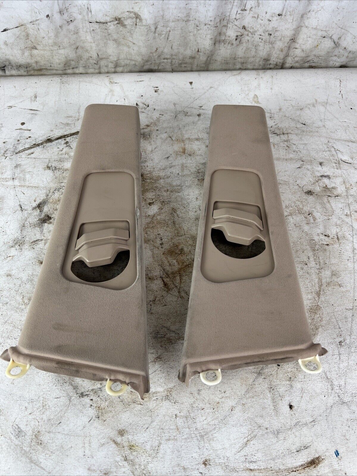 2000-2001 BMW E46 3-Series Coupe Interior B- Pillar Column Upper Covers TAN OEM