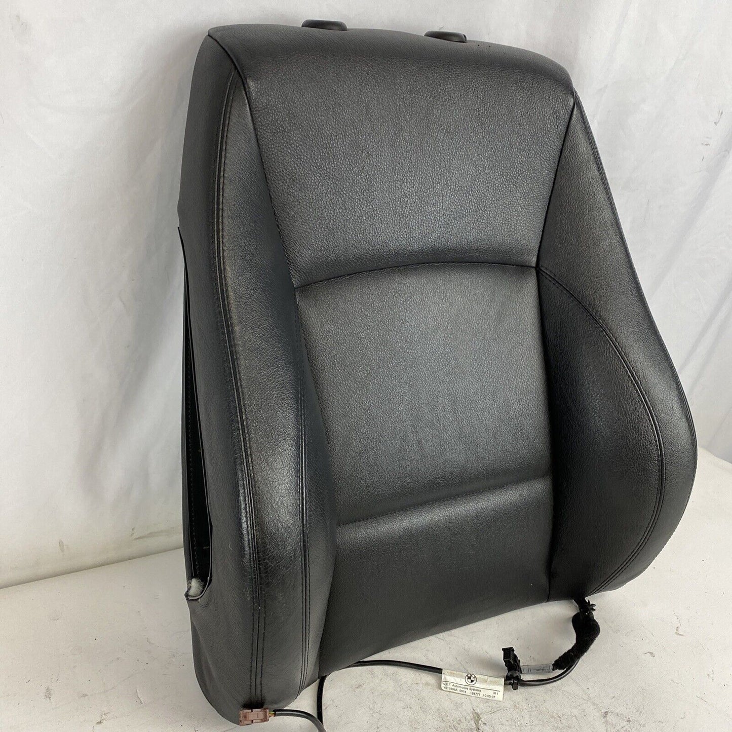 06-08 BMW E90 Front Right Sport Seat Back Black Dakota Leather Heated OEM 