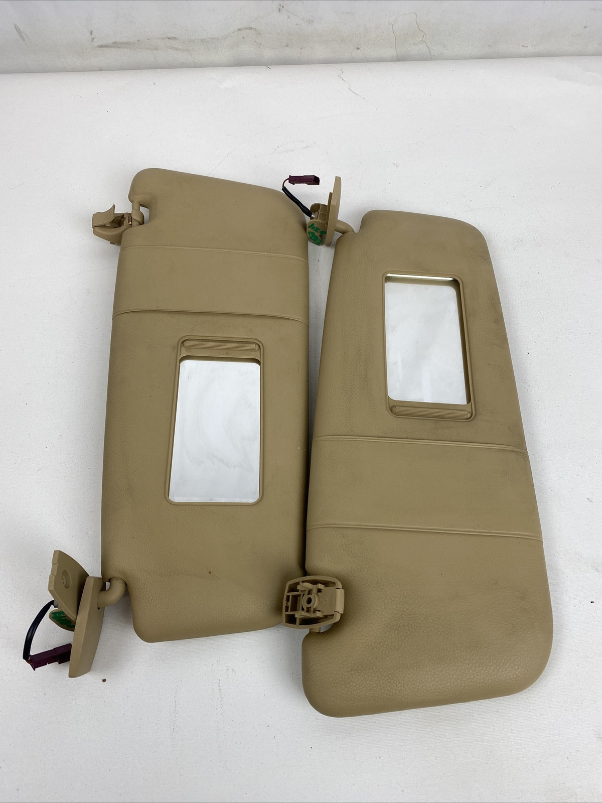 OEM BMW E60 525i 545i 04-10 Right Left Set Sun Visor Shade Mirror Tan 530 535