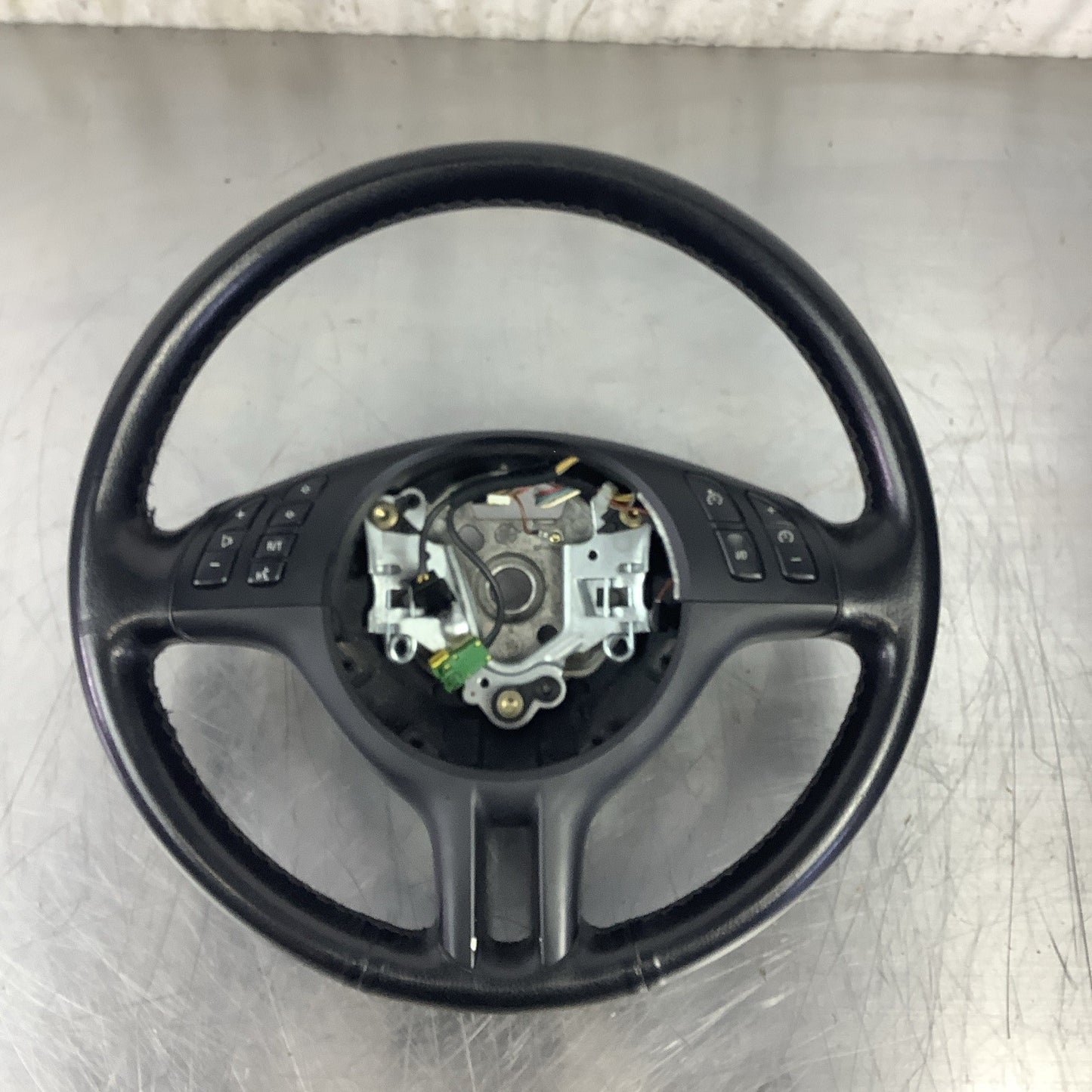 BMW E46 325Ci 330i OEM Sport 3 Spoke Multi Function Steering Wheel Black Leather