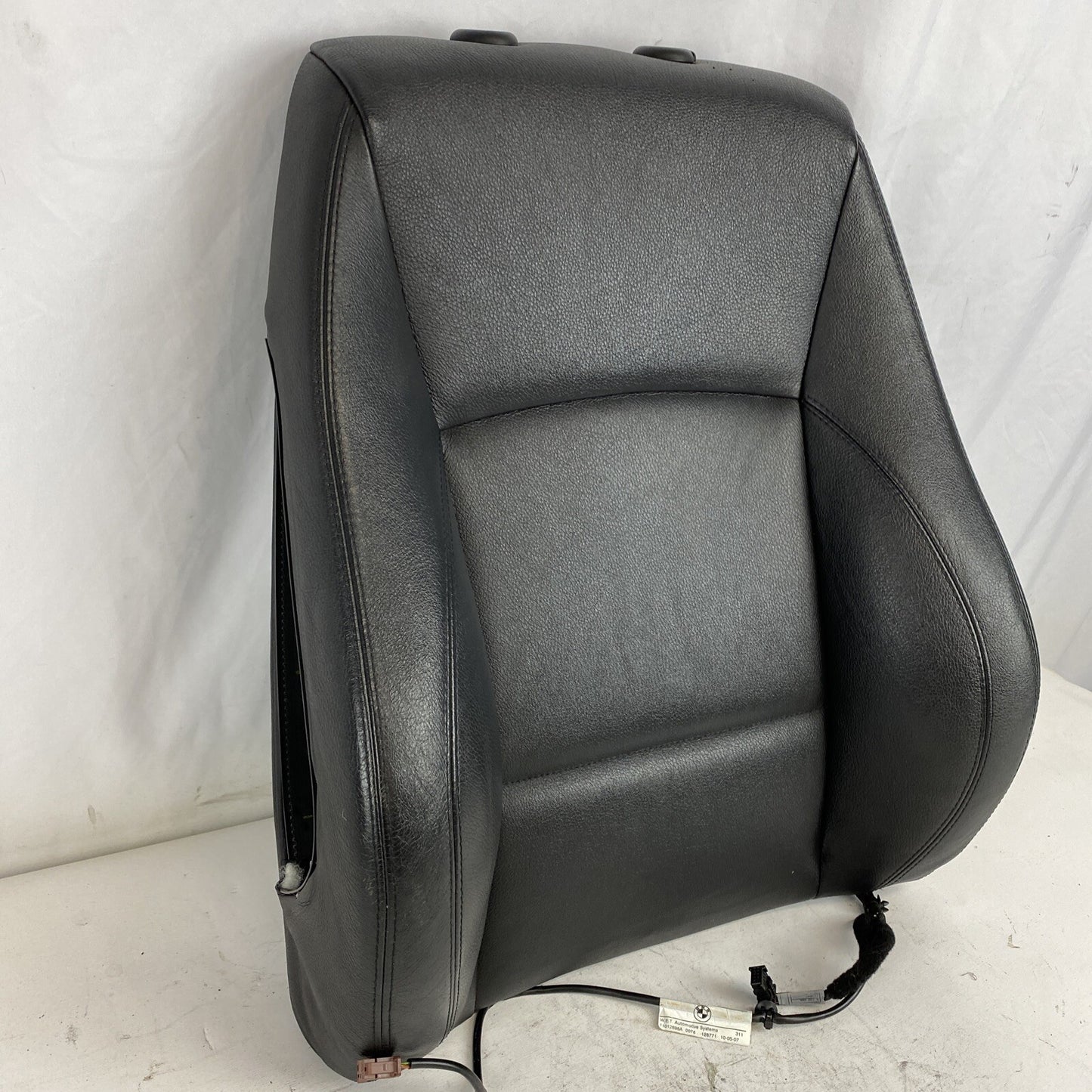 06-08 BMW E90 Front Right Sport Seat Back Black Dakota Leather Heated OEM