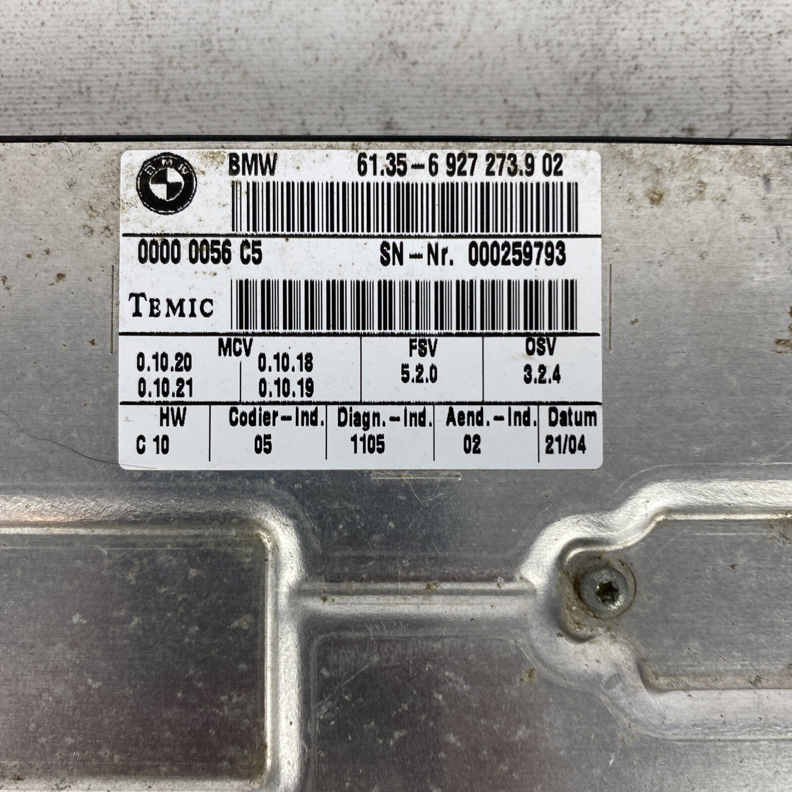 2004-05 BMW 525I 530I 545I SEAT CONTROL MODULE 6927273