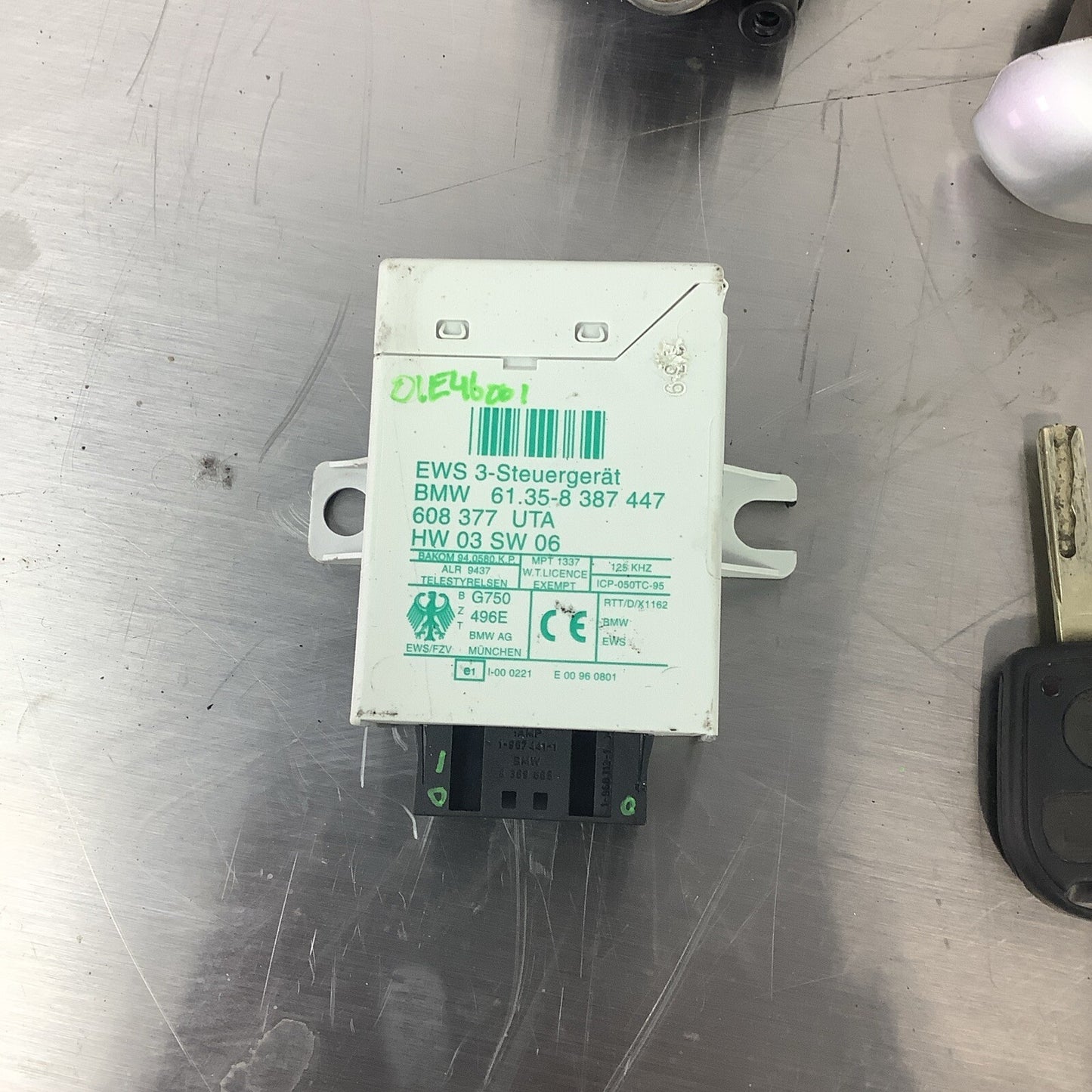 2000 BMW 328i E46 ECU KIT 7500255 MS42 TWO REMOTE KEYS Ignition Cylinder trunk