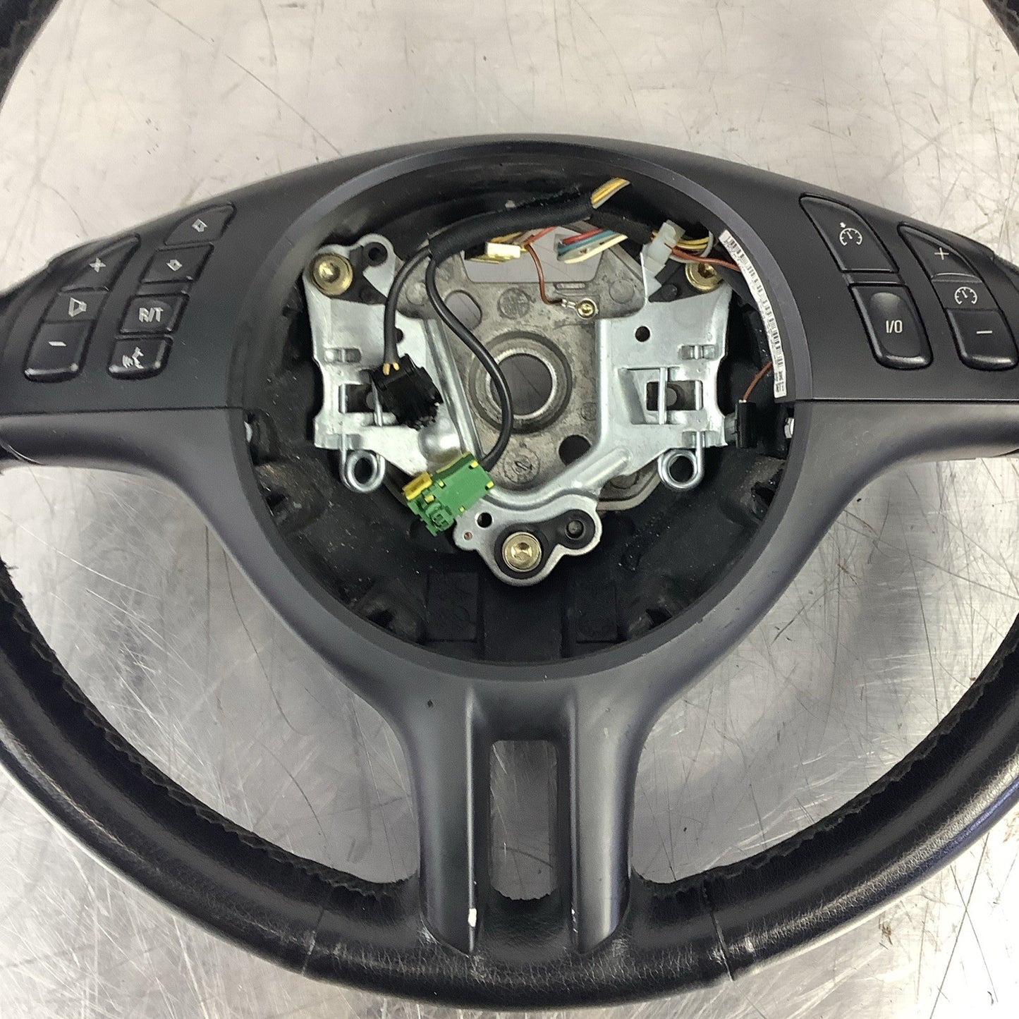 BMW E46 325Ci 330i OEM Sport 3 Spoke Multi Function Steering Wheel Black Leather