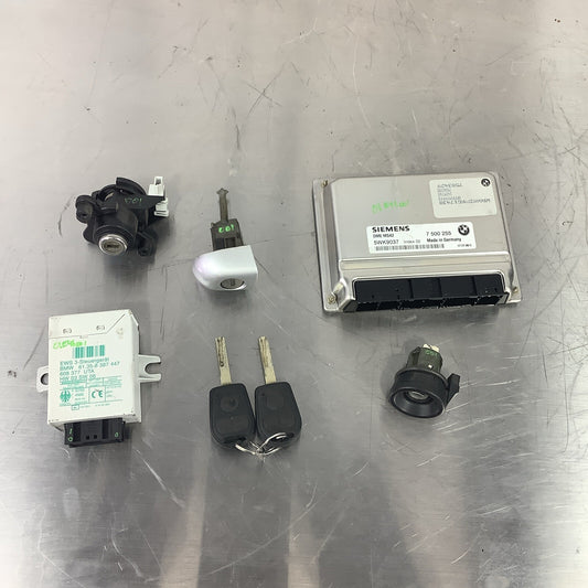2000 BMW 328i E46 ECU KIT 7500255 MS42 TWO REMOTE KEYS Ignition Cylinder trunk