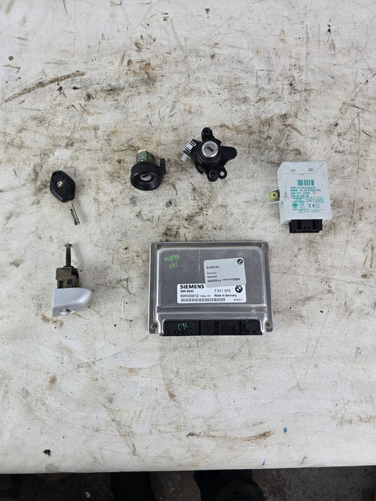 BMW E46 330XI 330I 330CI KEY IMMOBILIZER SET  W/ ECU ECM DME M/T 7511570 MS43