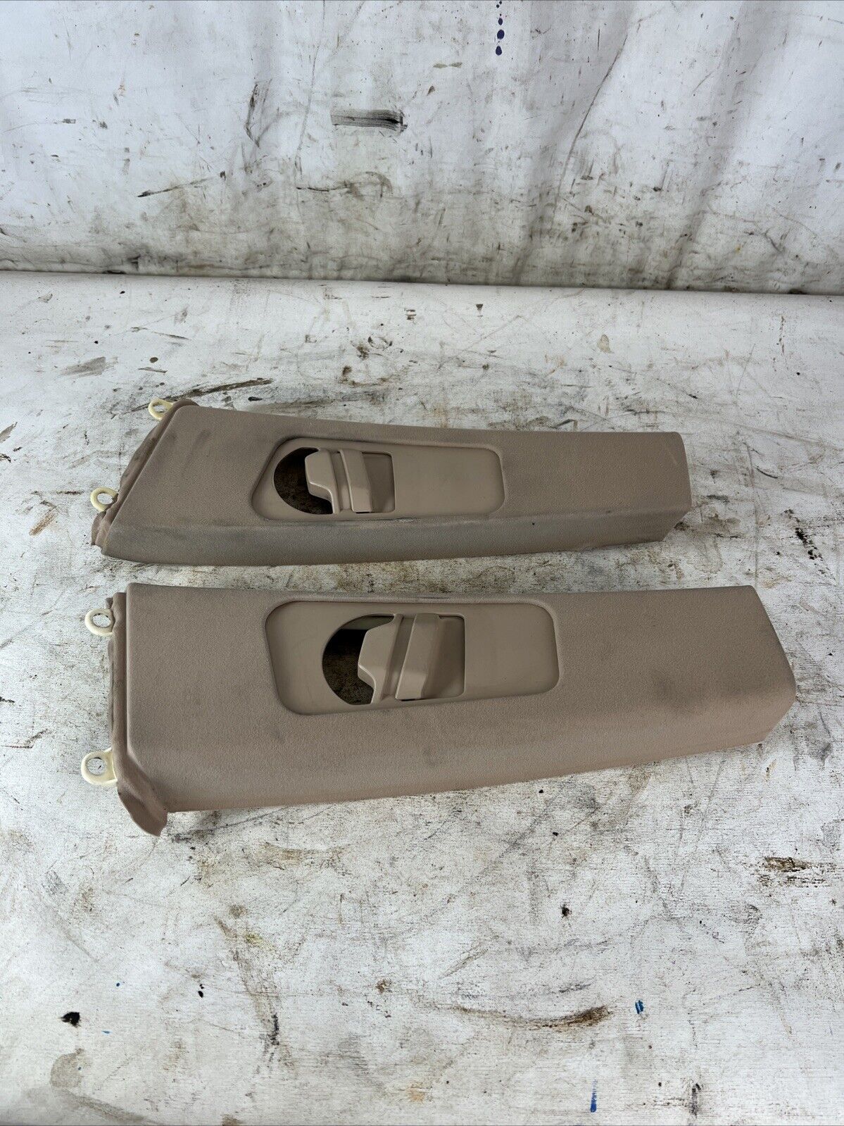 2000-2001 BMW E46 3-Series Coupe Interior B- Pillar Column Upper Covers TAN OEM